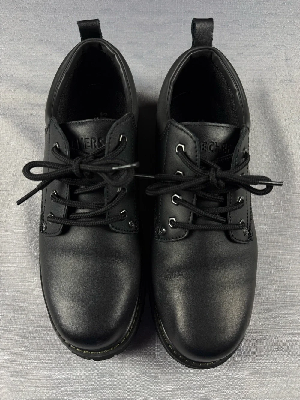 Skechers Men’s Black Leather Oxford Work Shoes  Size 10.5 S/N 60997